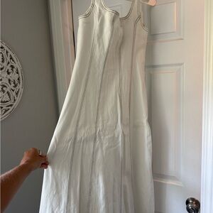 Cider White Midi Dress with Stitch Detail